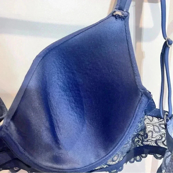 Lucky Brand Cornflower Medium Blue 38B bra with lace band underwire lined - Picture 4 of 8